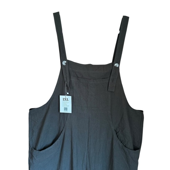 NWT Flygo 100% Cotton Bib Overalls Loose Fit Wide Leg Jumpsuits Romper XXL - Picture 4 of 9
